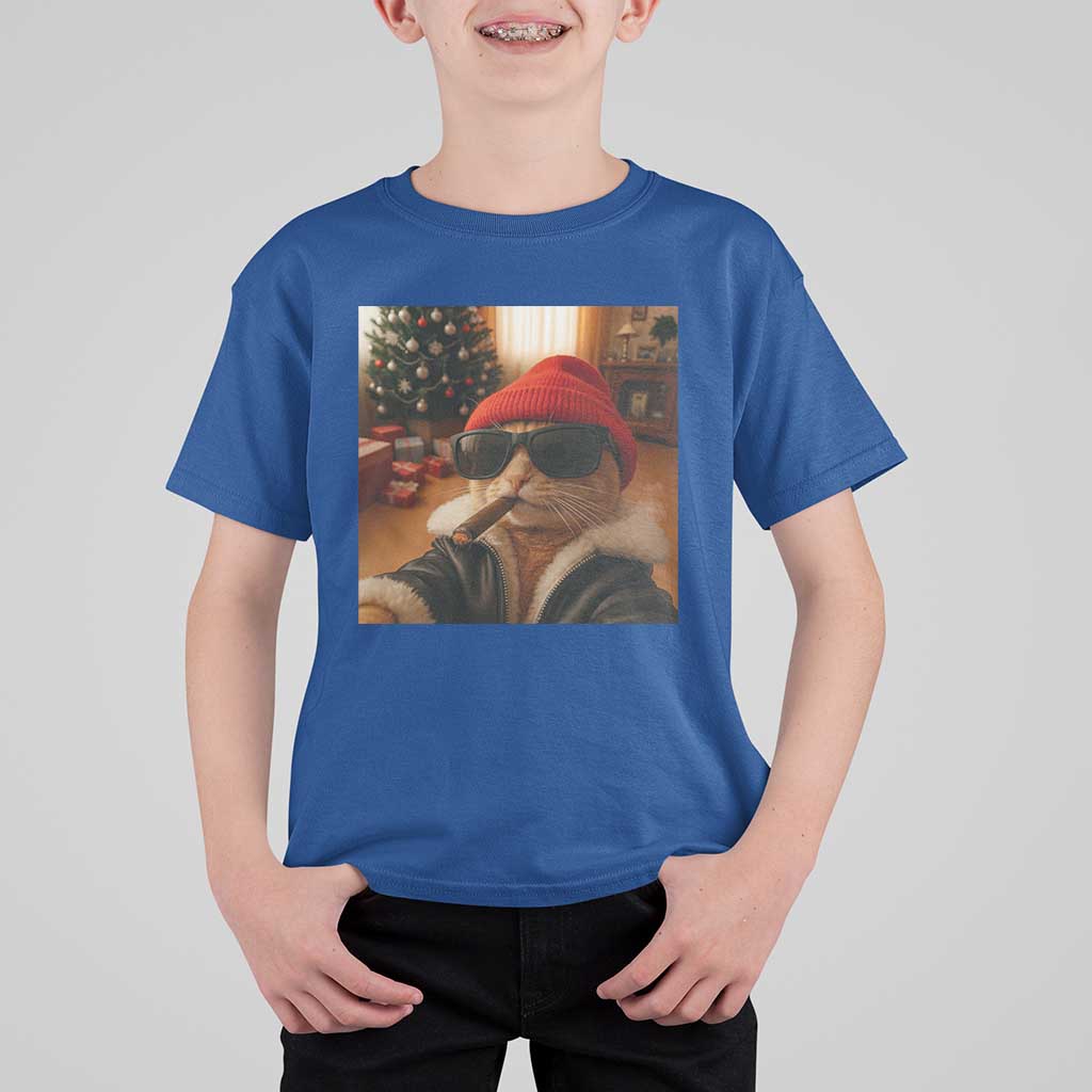 Funny Gangster Cats Christmas T Shirt For Kid Smoking Kitten Meme - Wonder Print Shop