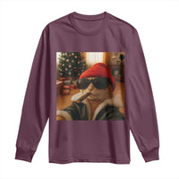 Funny Gangster Cats Christmas Long Sleeve Shirt Smoking Kitten Meme - Wonder Print Shop