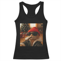 Funny Gangster Cats Christmas Racerback Tank Top Smoking Kitten Meme - Wonder Print Shop
