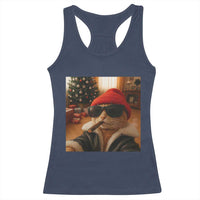 Funny Gangster Cats Christmas Racerback Tank Top Smoking Kitten Meme - Wonder Print Shop
