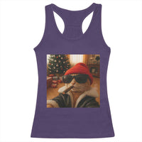 Funny Gangster Cats Christmas Racerback Tank Top Smoking Kitten Meme - Wonder Print Shop
