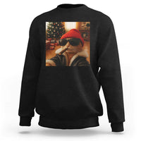 Funny Gangster Cats Christmas Sweatshirt Smoking Kitten Meme - Wonder Print Shop