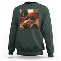 Funny Gangster Cats Christmas Sweatshirt Smoking Kitten Meme - Wonder Print Shop