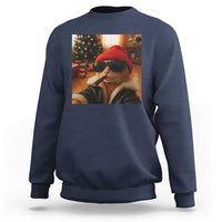 Funny Gangster Cats Christmas Sweatshirt Smoking Kitten Meme - Wonder Print Shop