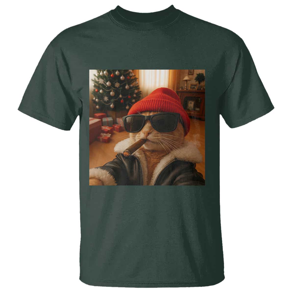 Funny Gangster Cats Christmas T Shirt Smoking Kitten Meme - Wonder Print Shop