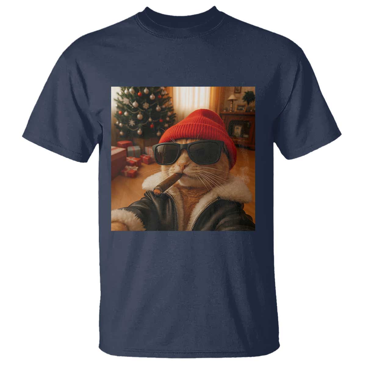 Funny Gangster Cats Christmas T Shirt Smoking Kitten Meme - Wonder Print Shop