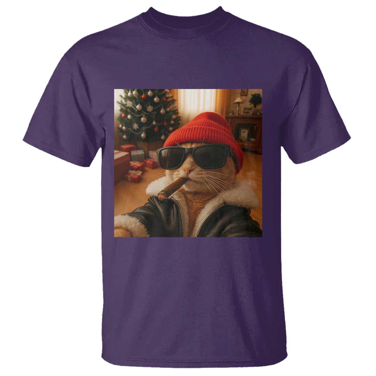 Funny Gangster Cats Christmas T Shirt Smoking Kitten Meme - Wonder Print Shop