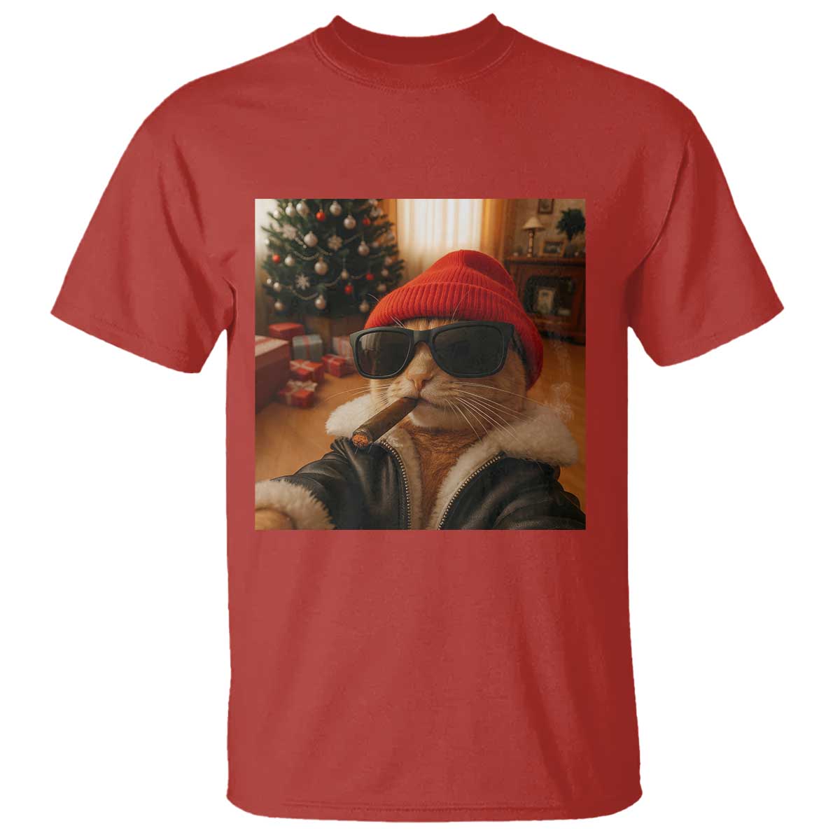 Funny Gangster Cats Christmas T Shirt Smoking Kitten Meme - Wonder Print Shop