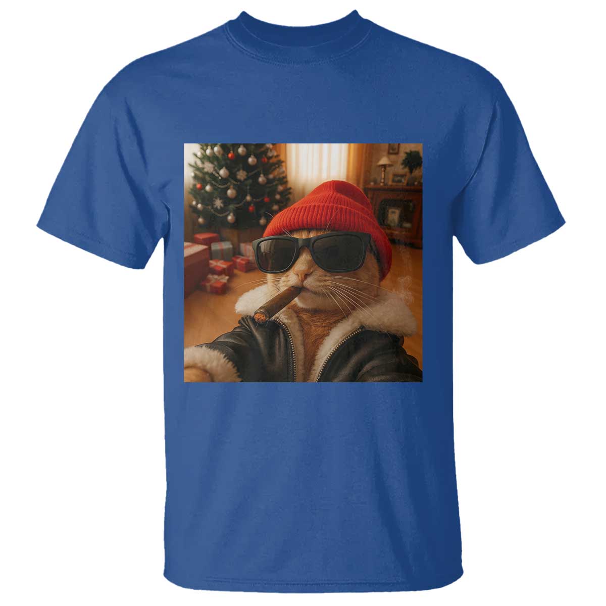 Funny Gangster Cats Christmas T Shirt Smoking Kitten Meme - Wonder Print Shop