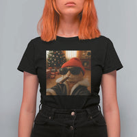 Funny Gangster Cats Christmas T Shirt For Women Smoking Kitten Meme - Wonder Print Shop