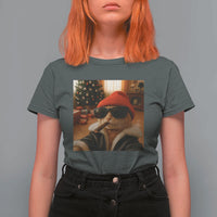 Funny Gangster Cats Christmas T Shirt For Women Smoking Kitten Meme - Wonder Print Shop