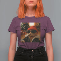 Funny Gangster Cats Christmas T Shirt For Women Smoking Kitten Meme - Wonder Print Shop