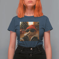 Funny Gangster Cats Christmas T Shirt For Women Smoking Kitten Meme - Wonder Print Shop