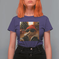 Funny Gangster Cats Christmas T Shirt For Women Smoking Kitten Meme - Wonder Print Shop