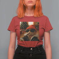 Funny Gangster Cats Christmas T Shirt For Women Smoking Kitten Meme - Wonder Print Shop