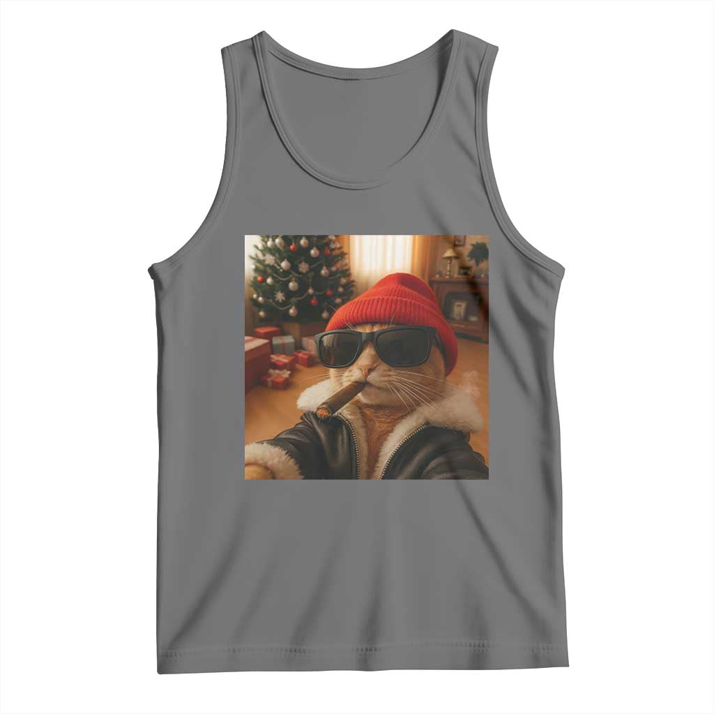 Funny Gangster Cats Christmas Tank Top Smoking Kitten Meme - Wonder Print Shop