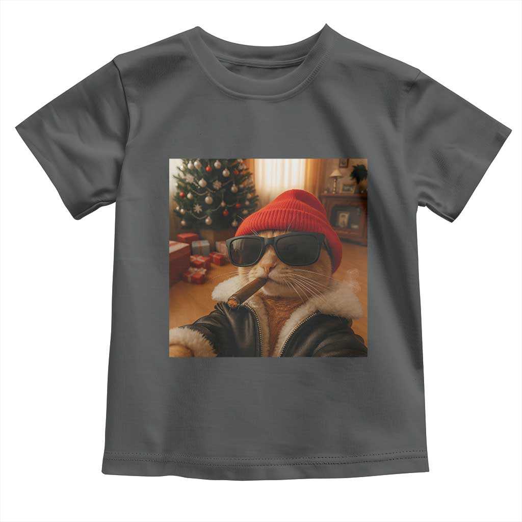 Funny Gangster Cats Christmas Toddler T Shirt Smoking Kitten Meme - Wonder Print Shop