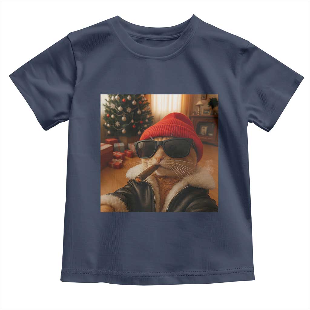 Funny Gangster Cats Christmas Toddler T Shirt Smoking Kitten Meme - Wonder Print Shop