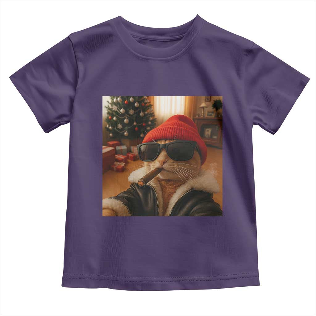 Funny Gangster Cats Christmas Toddler T Shirt Smoking Kitten Meme - Wonder Print Shop