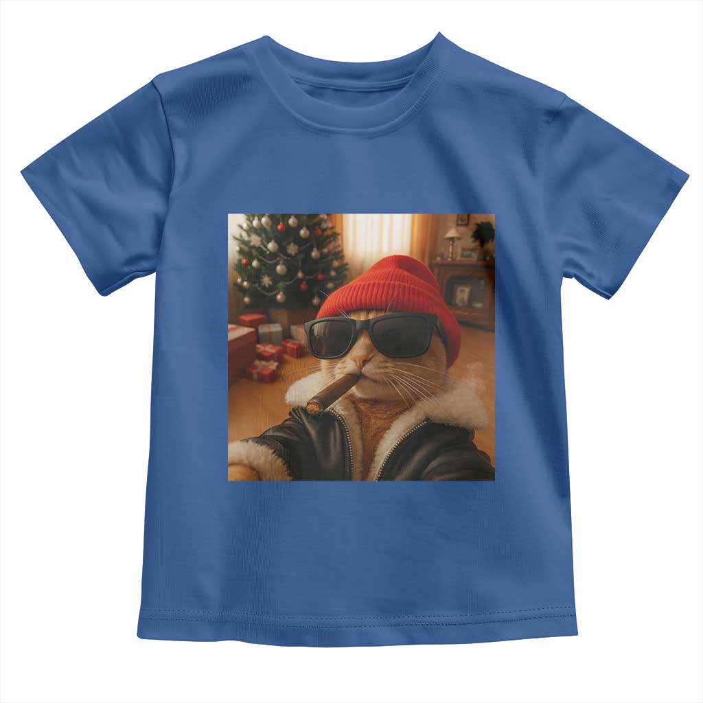 Funny Gangster Cats Christmas Toddler T Shirt Smoking Kitten Meme - Wonder Print Shop