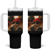 Funny Gangster Cats Christmas Tumbler With Handle Smoking Kitten Meme - Wonder Print Shop