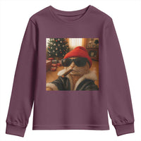 Funny Gangster Cats Christmas Youth Sweatshirt Smoking Kitten Meme - Wonder Print Shop