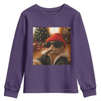Funny Gangster Cats Christmas Youth Sweatshirt Smoking Kitten Meme - Wonder Print Shop