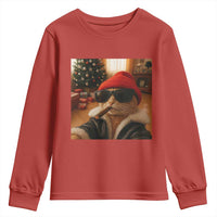 Funny Gangster Cats Christmas Youth Sweatshirt Smoking Kitten Meme - Wonder Print Shop