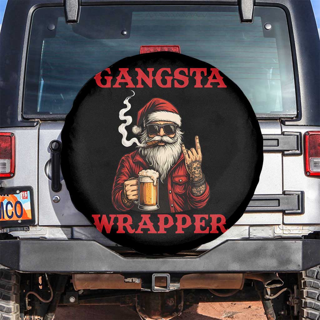 Funny Santa Drinking Beer Christmas Spare Tire Cover Gangster Rock On Hand Xmas - Wonder Print Shop
