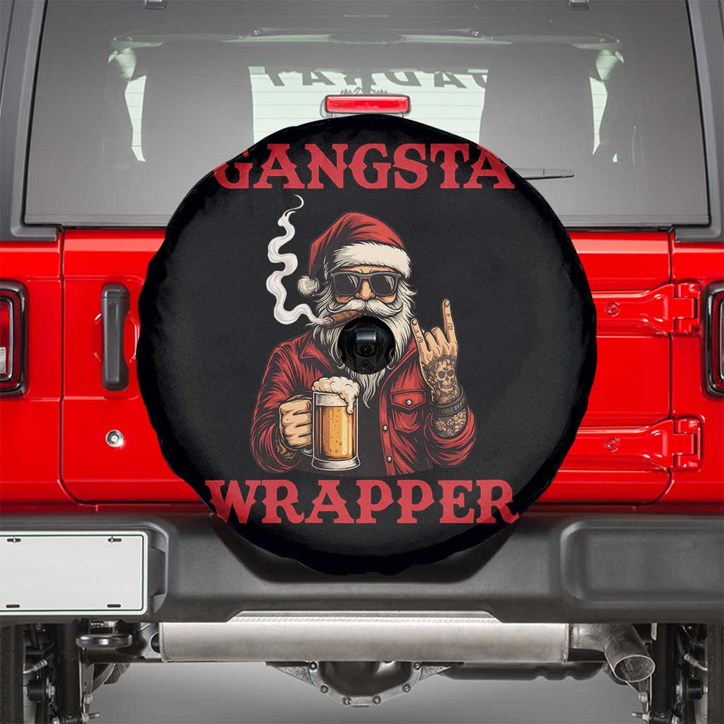 Funny Santa Drinking Beer Christmas Spare Tire Cover Gangster Rock On Hand Xmas - Wonder Print Shop