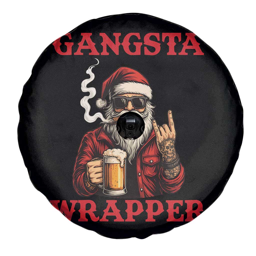 Funny Santa Drinking Beer Christmas Spare Tire Cover Gangster Rock On Hand Xmas - Wonder Print Shop