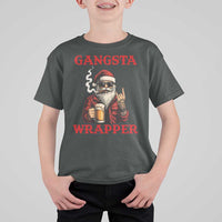 Funny Santa Drinking Beer Christmas T Shirt For Kid Gangster Rock On Hand Xmas - Wonder Print Shop
