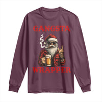 Funny Santa Drinking Beer Christmas Long Sleeve Shirt Gangster Rock On Hand Xmas - Wonder Print Shop