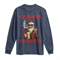 Funny Santa Drinking Beer Christmas Long Sleeve Shirt Gangster Rock On Hand Xmas - Wonder Print Shop