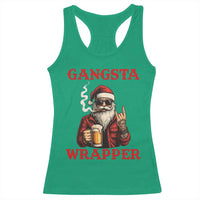 Funny Santa Drinking Beer Christmas Racerback Tank Top Gangster Rock On Hand Xmas - Wonder Print Shop