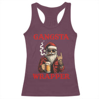 Funny Santa Drinking Beer Christmas Racerback Tank Top Gangster Rock On Hand Xmas - Wonder Print Shop