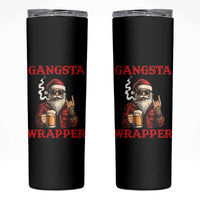 Funny Santa Drinking Beer Christmas Skinny Tumbler Gangster Rock On Hand Xmas - Wonder Print Shop