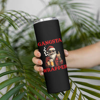 Funny Santa Drinking Beer Christmas Skinny Tumbler Gangster Rock On Hand Xmas - Wonder Print Shop