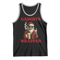 Funny Santa Drinking Beer Christmas Tank Top Gangster Rock On Hand Xmas - Wonder Print Shop