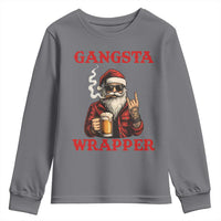 Funny Santa Drinking Beer Christmas Youth Sweatshirt Gangster Rock On Hand Xmas - Wonder Print Shop