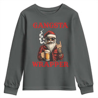 Funny Santa Drinking Beer Christmas Youth Sweatshirt Gangster Rock On Hand Xmas - Wonder Print Shop