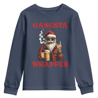 Funny Santa Drinking Beer Christmas Youth Sweatshirt Gangster Rock On Hand Xmas - Wonder Print Shop