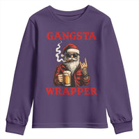 Funny Santa Drinking Beer Christmas Youth Sweatshirt Gangster Rock On Hand Xmas - Wonder Print Shop