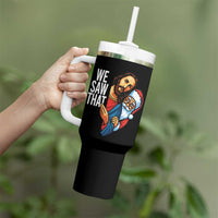 Funny Jesus Santa Meme Tumbler With Handle We Saw That Christmas - Wonder Print Shop