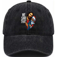 Funny Jesus Santa Meme Washed Cotton Baseball Cap We Saw That Christmas