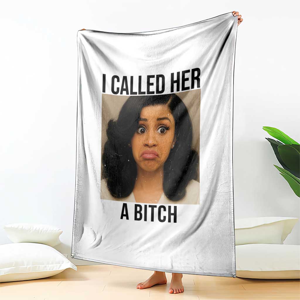 Funny Doll Face Meme Throw Blanket I Called Her A Bitch - Wonder Print Shop