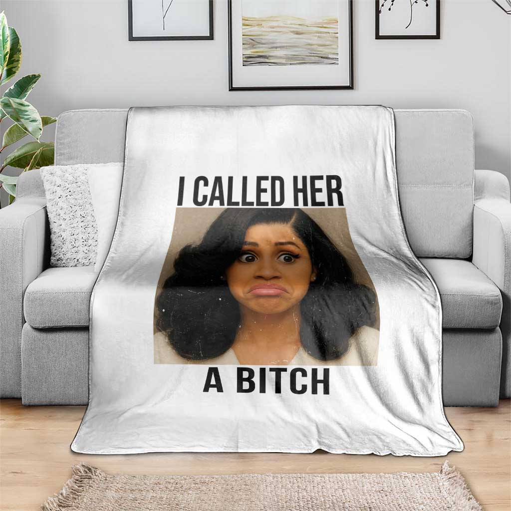 Funny Doll Face Meme Throw Blanket I Called Her A Bitch - Wonder Print Shop