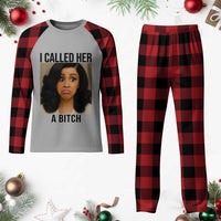 Funny Doll Face Meme Plaid Pajama Set I Called Her A Bitch - Wonder Print Shop