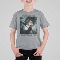 Funny Distressed Doll Face Meme T Shirt For Kid It Is Fine I Am Fine Everything Is Fine - Wonder Print Shop