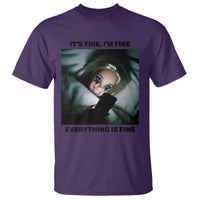 Funny Distressed Doll Face Meme T Shirt It Is Fine I Am Fine Everything Is Fine - Wonder Print Shop